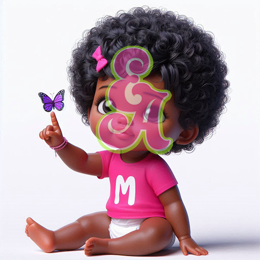 DIGITAL AFRICAN AMERICAN BUTTERFLY BABYGIRL