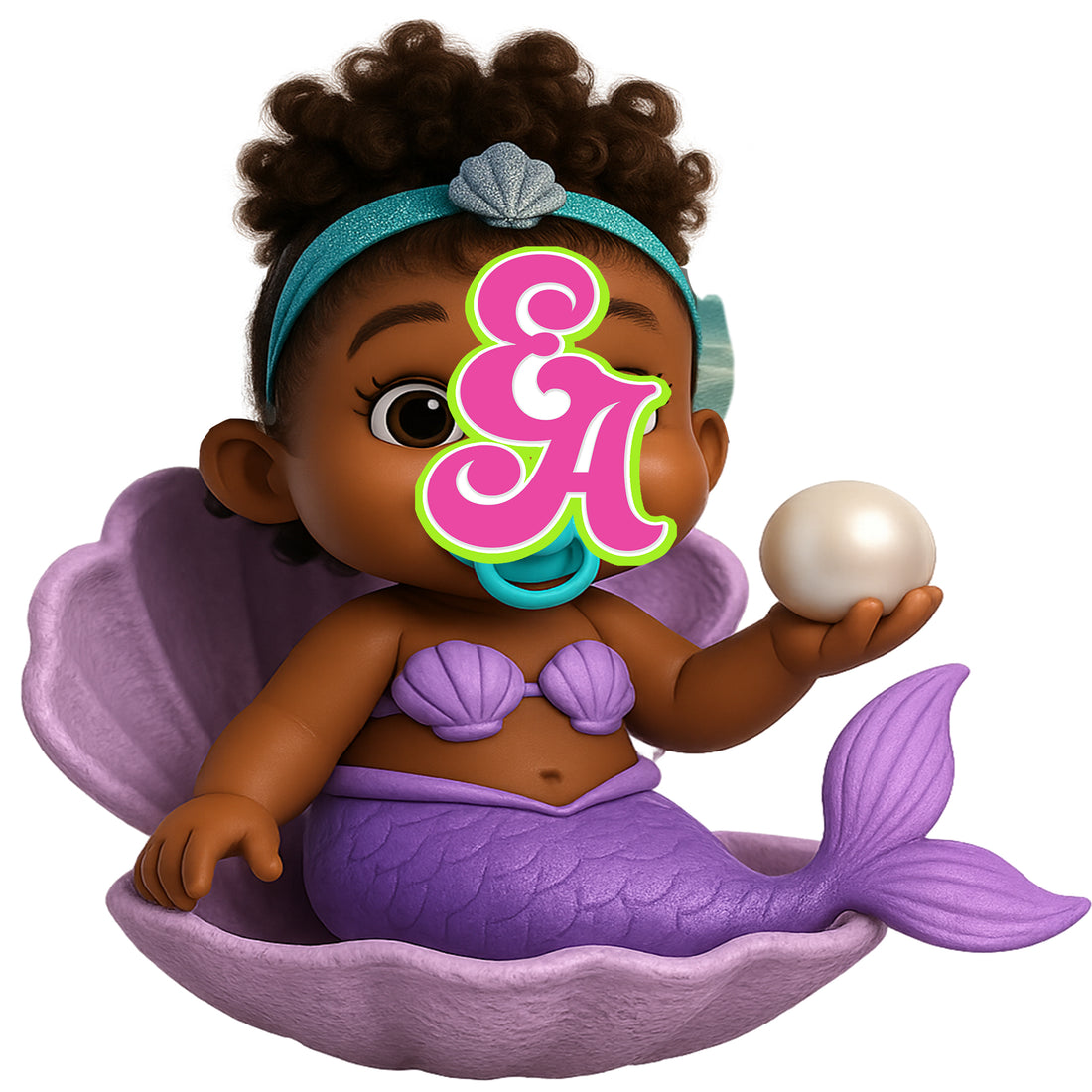 DIGITAL AFRICAN AMERICAN MERMAID BABY